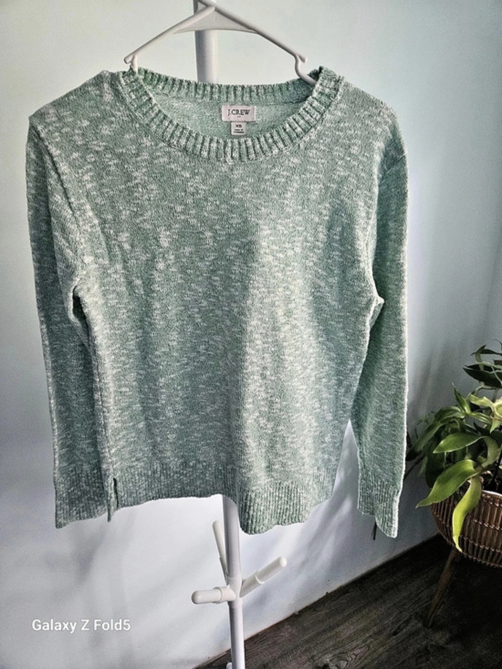 J.CREW Marled Crewneck Sweater in Green & White Size XS